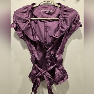 Ashley By 26 International Purple Ruffled Sailor Collar Blouse